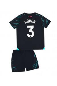 Manchester City Ruben Dias #3 Jalkapallovaatteet Lasten Kolmas peliasu 2023-24 Lyhythihainen (+ Lyhyet housut)